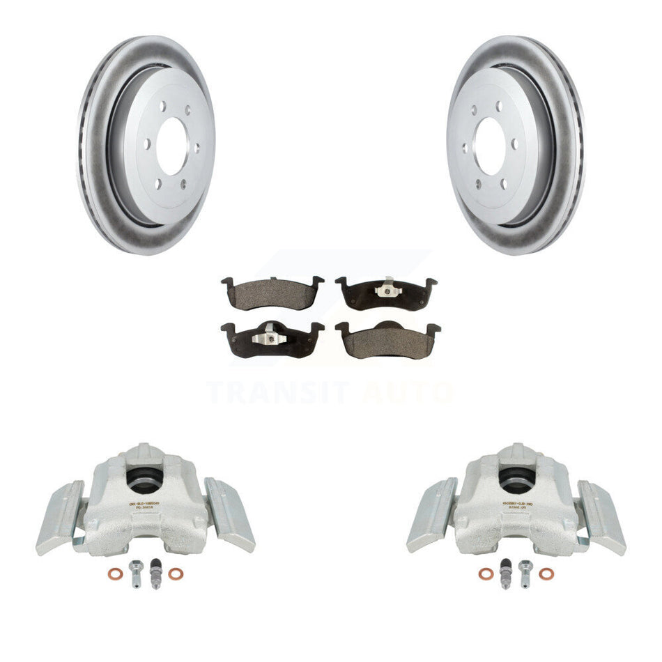 Rear Disc Brake Caliper Coated Rotors And Semi-Metallic Pads Kit For 2007-2017 Ford Expedition Lincoln Navigator KCG-100166P