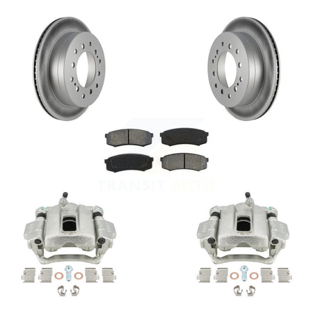 Rear Disc Brake Caliper Coated Rotors And Semi-Metallic Pads Kit For Toyota Sequoia Lexus GX470 KCG-100167S by Transit Auto