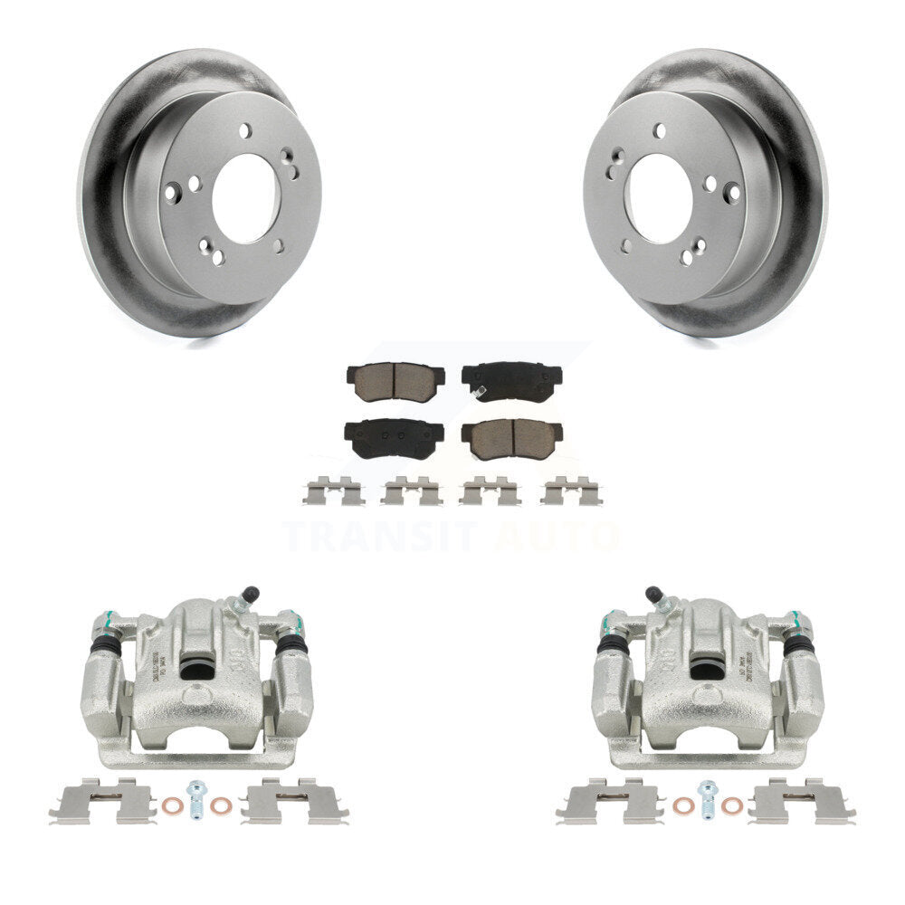 Rear Disc Brake Caliper Coated Rotors And Ceramic Pads Kit For Kia Sportage Hyundai Tucson FWD KCG-100168C by Transit Auto