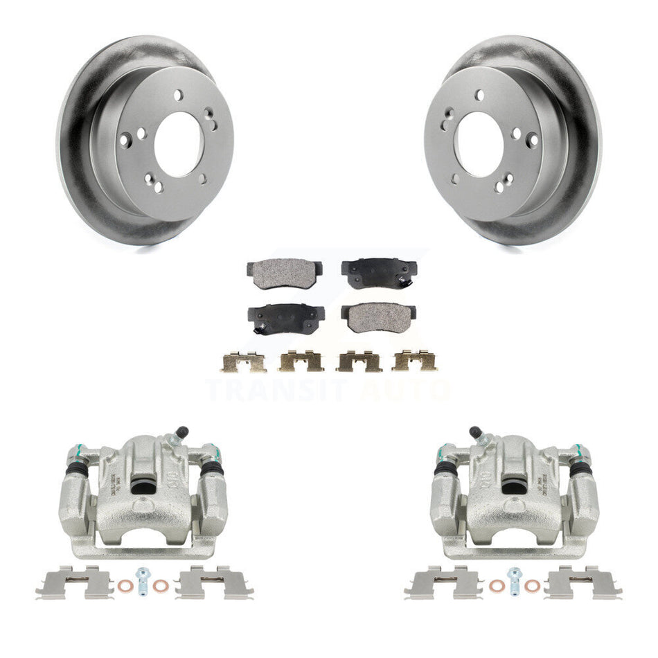 Rear Disc Brake Caliper Coated Rotors And Semi-Metallic Pads Kit For Kia Sportage Hyundai Tucson FWD KCG-100168P by Transit Auto