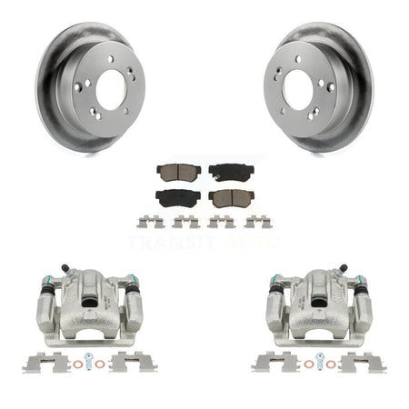 Rear Disc Brake Caliper Coated Rotors And Ceramic Pads Kit For Hyundai Sonata Kia Optima Magentis KCG-100170C by Transit Auto