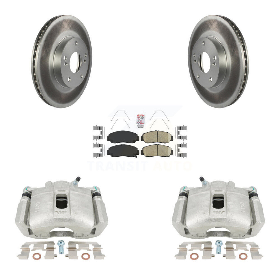 Front Disc Brake Caliper Coated Rotors And Ceramic Pads Kit For 2003-2004 Honda Accord Sedan with 3.0L Manual transmission KCG-100170N
