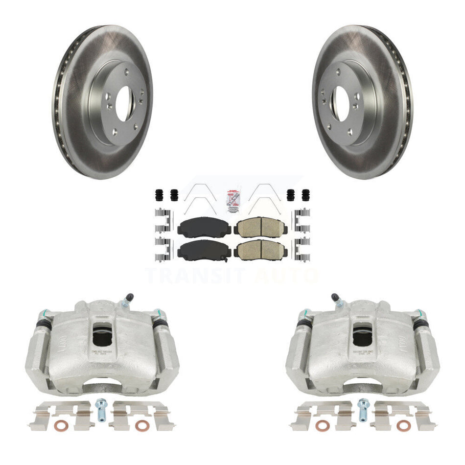Front Disc Brake Caliper Coated Rotors And Ceramic Pads Kit For 2003-2004 Honda Accord Sedan with 3.0L Manual transmission KCG-100171N