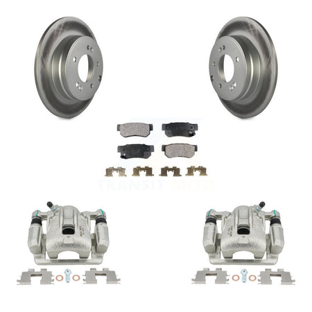 Rear Disc Brake Caliper Coated Rotors And Semi-Metallic Pads Kit For 2006 Hyundai Sonata 3.3L To 03 06 KCG-100171P by Transit Auto