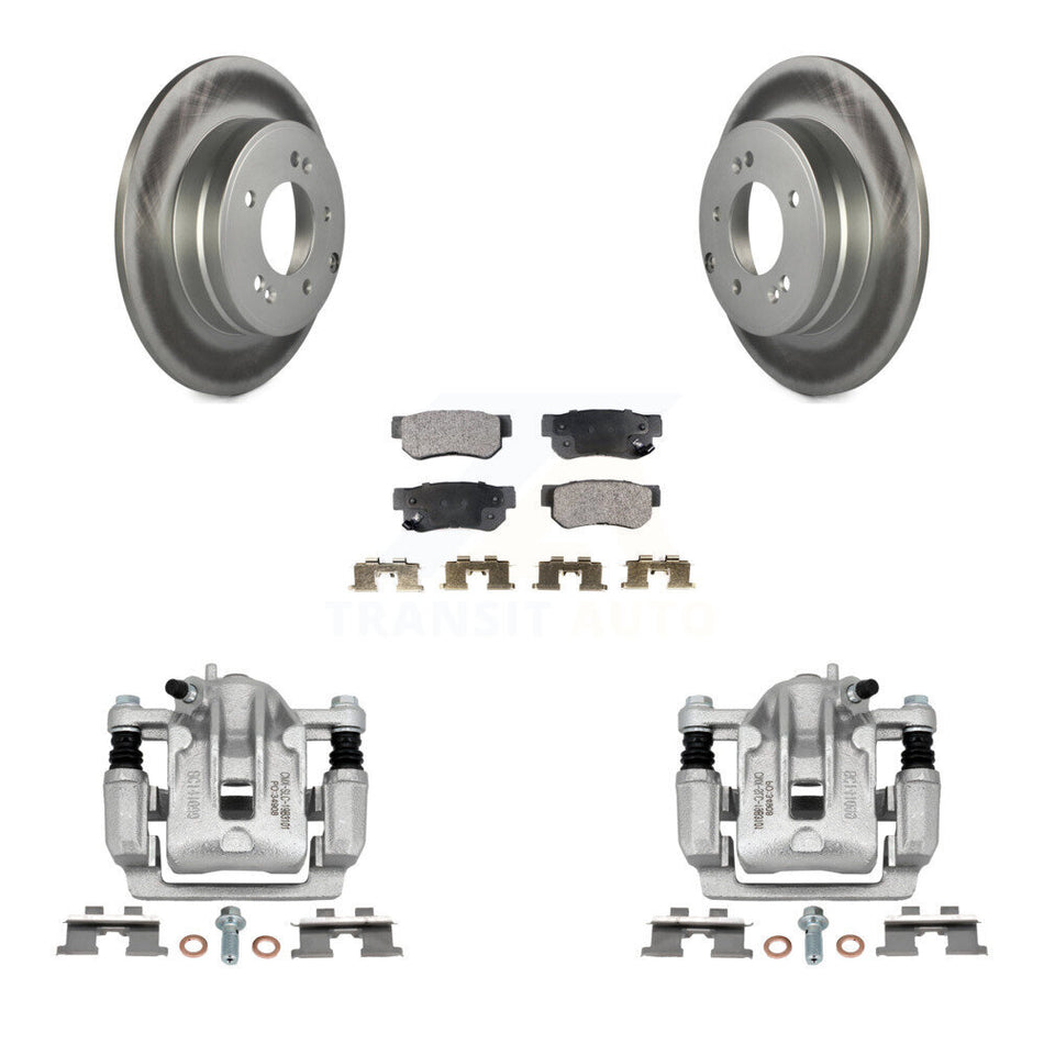 Rear Disc Brake Caliper Coated Rotors And Semi-Metallic Pads Kit For 2006 Hyundai Sonata 3.3L To 03 06 KCG-100171P