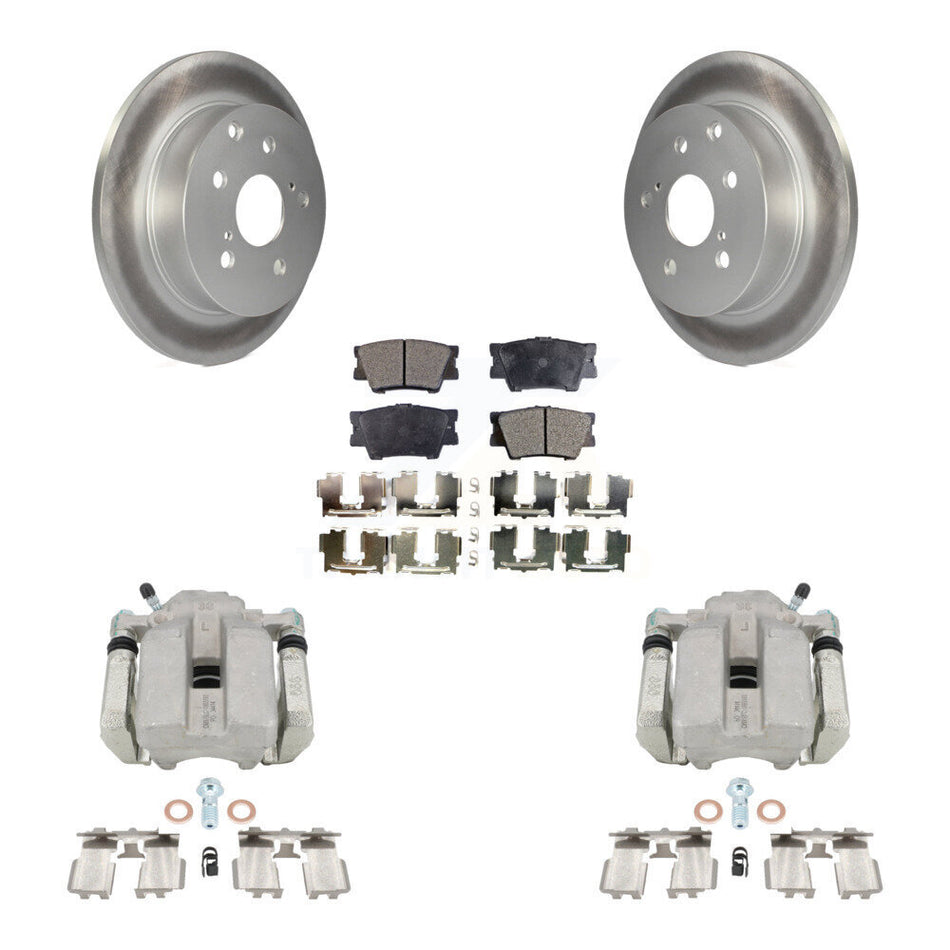 Rear Disc Brake Caliper Coated Rotors And Ceramic Pads Kit For Toyota RAV4 KCG-100172T