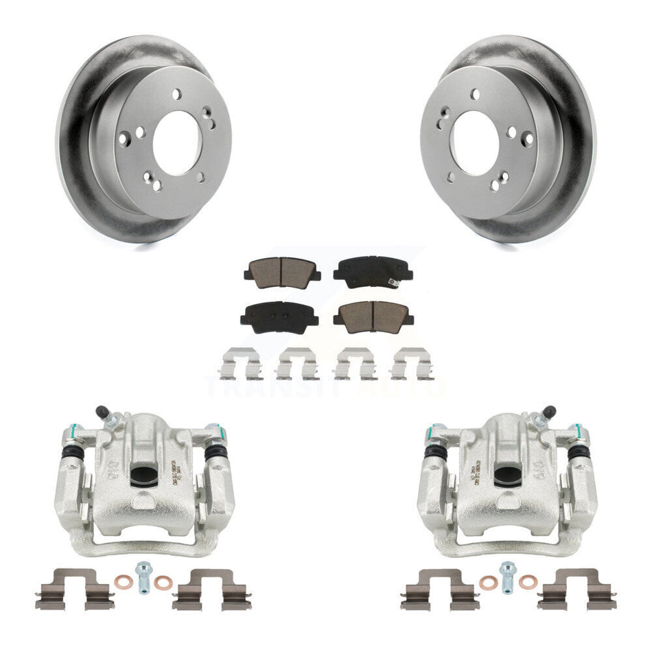 Rear Disc Brake Caliper Coated Rotors And Ceramic Pads Kit For 2009-2010 Hyundai Sonata 2.4L KCG-100173C