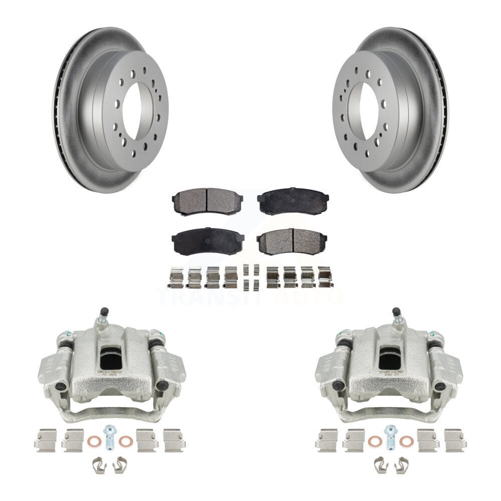 Rear Disc Brake Caliper Coated Rotors And Semi-Metallic Pads Kit For Toyota Sequoia Lexus GX470 KCG-100174P by Transit Auto