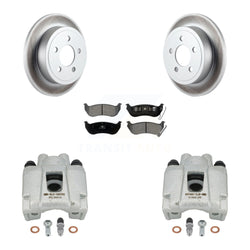 Rear Disc Brake Caliper Coated Rotors And Semi-Metallic Pads Kit For Jeep Liberty Wrangler TJ KCG-100175S