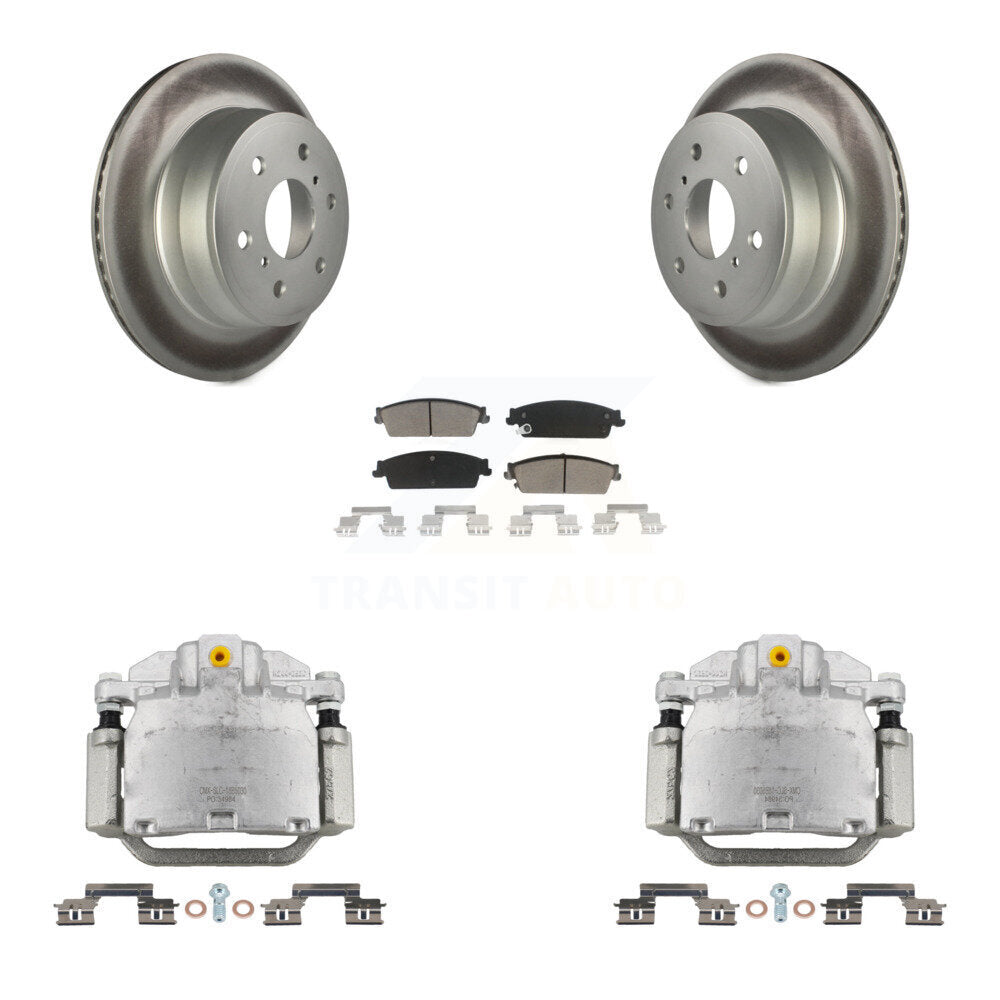 Rear Brake Caliper Coat Rotor Ceramic Pad Kit For Chevrolet GMC Sierra 1500 Silverado XL KCG-100176C