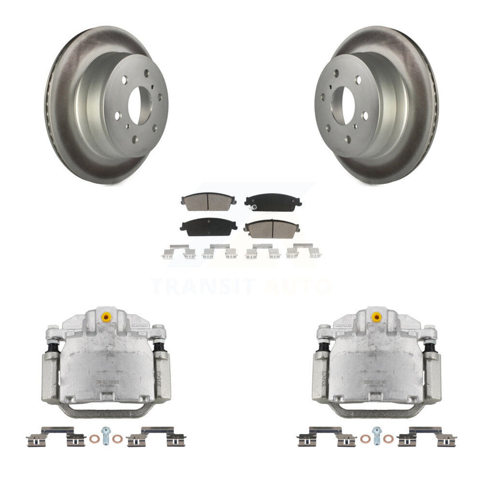 Rear Brake Caliper Coat Rotor Ceramic Pad Kit For Chevrolet GMC Sierra 1500 Silverado XL KCG-100176C