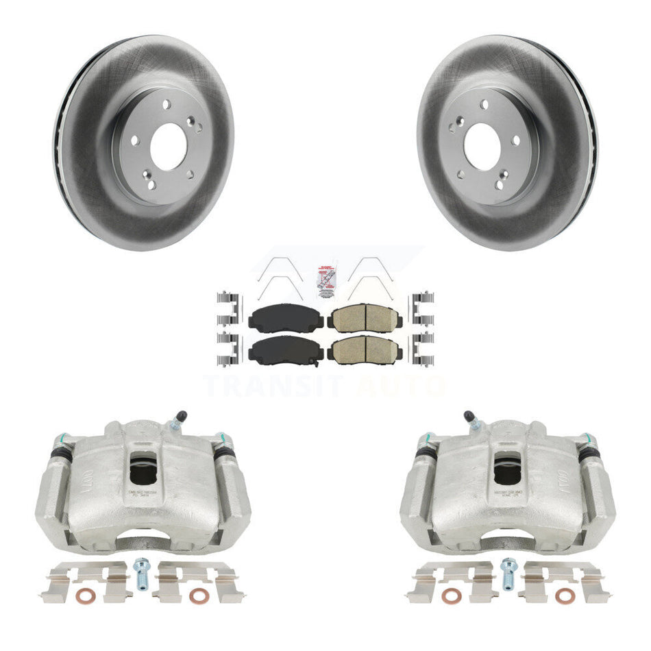 Front Disc Brake Caliper Coated Rotors And Ceramic Pads Kit For 2005-2007 Honda Accord Sedan with 3.0L GAS engine Manual transmission KCG-100176N