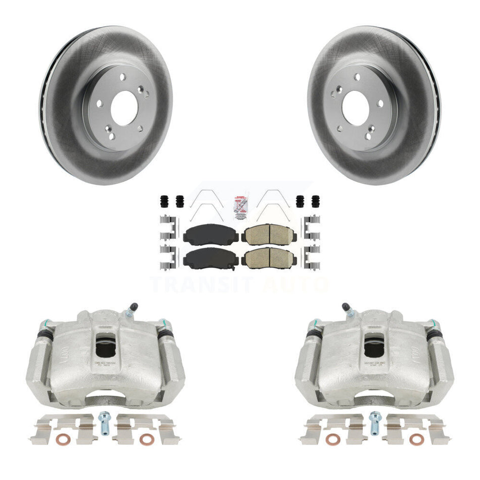 Front Disc Brake Caliper Coated Rotors And Ceramic Pads Kit For 2005-2007 Honda Accord Sedan with 3.0L GAS engine Manual transmission KCG-100177N