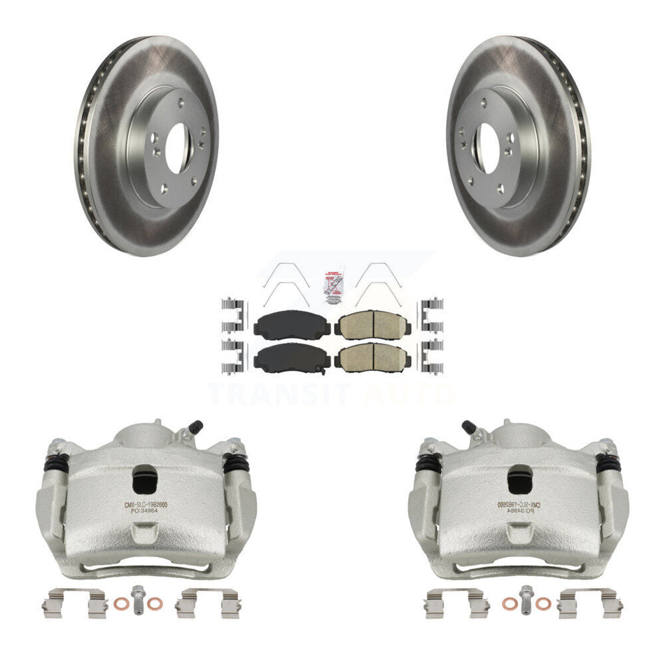 Front Disc Brake Caliper Coated Rotors And Ceramic Pads Kit For 2007 Honda Accord 2.4L KCG-100178N