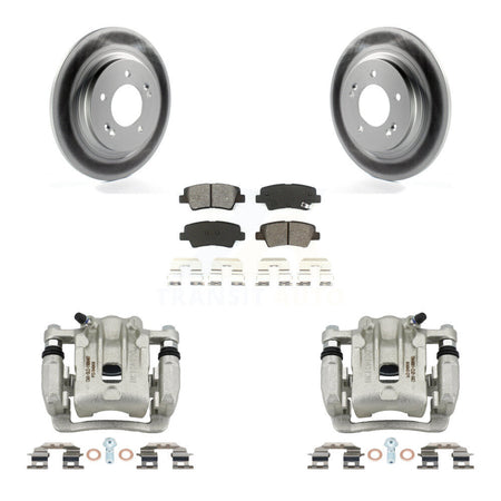 Rear Disc Brake Caliper Coated Rotors And Semi-Metallic Pad Kit For 2013 Kia Optima 2.0L KCG-100178S