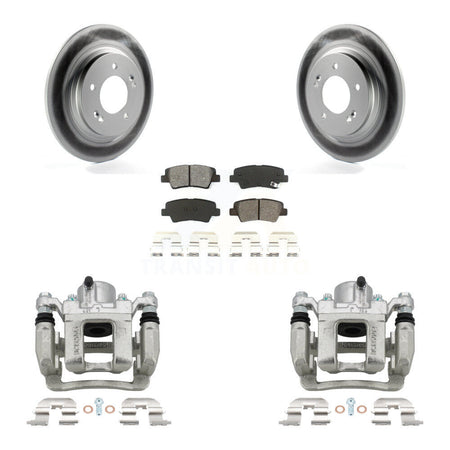 Rear Disc Brake Caliper Coated Rotors And Semi-Metallic Pad Kit For 2013 Kia Optima 2.4L KCG-100179S