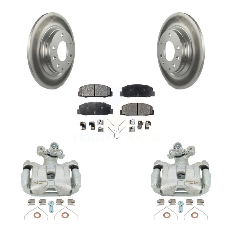 Rear Disc Brake Caliper Coated Rotors And Ceramic Pads Kit For 2003-2005 Mazda 6 KCG-100179T