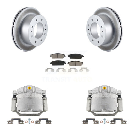 Rear Brake Caliper Coat Rotor & Ceramic Pad Kit For 2011 Chevrolet Silverado 1500 Hybrid KCG-100180C