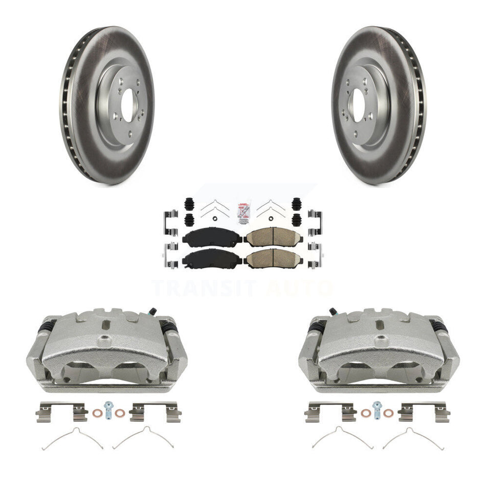 Front Disc Brake Caliper Coated Rotors And Ceramic Pads Kit For 2009-2015 Honda Pilot KCG-100180N