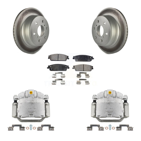 Rear Brake Caliper Coat Rotor Ceramic Pad Kit For Chevrolet GMC Sierra 1500 Silverado XL KCG-100180T