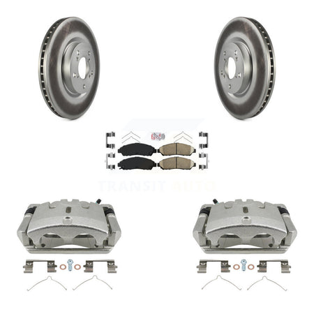 Front Disc Brake Caliper Coated Rotors And Ceramic Pads Kit For 2009-2015 Honda Pilot KCG-100181N