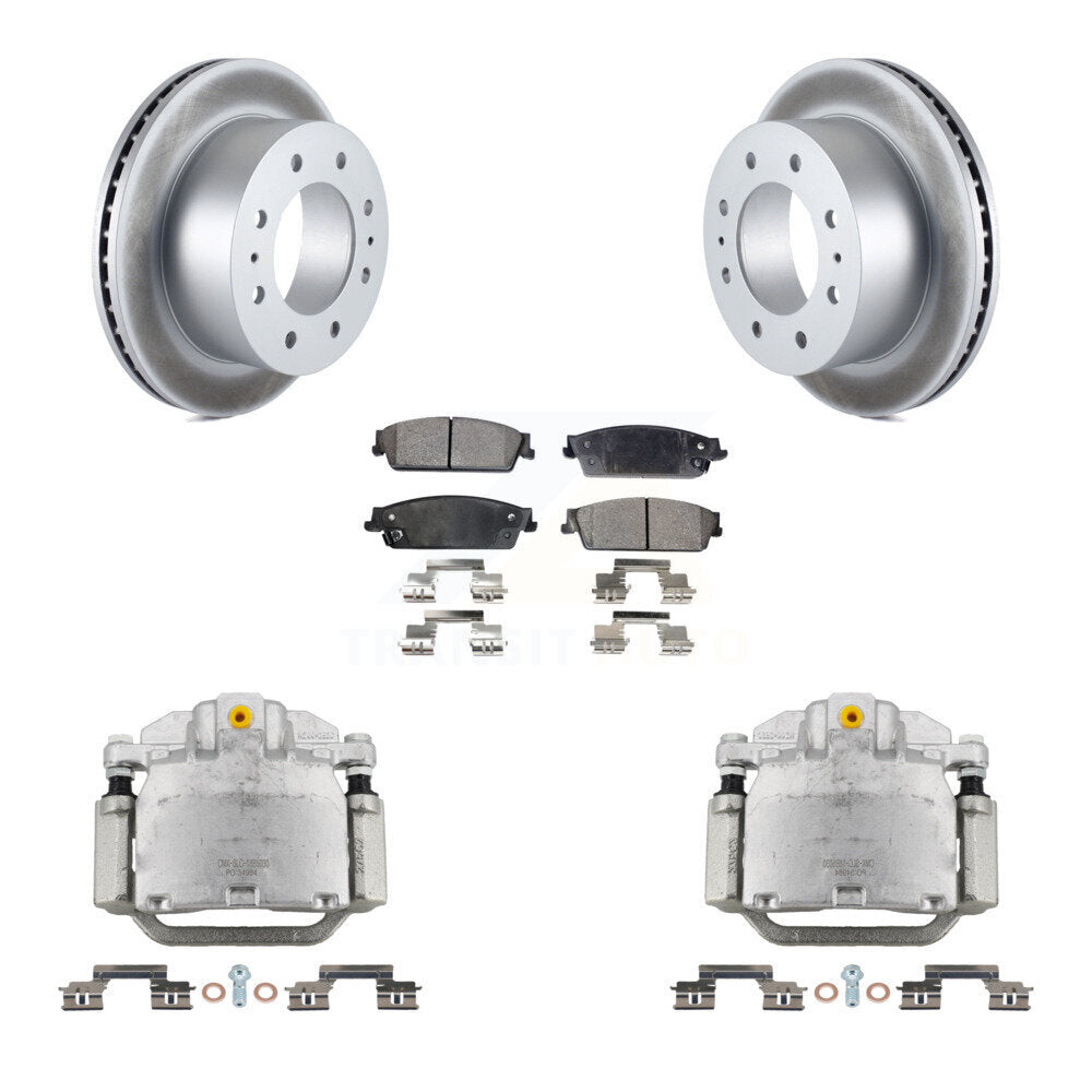 Rear Brake Caliper Coat Rotor & Ceramic Pad Kit For 2011 Chevrolet Silverado 1500 Hybrid KCG-100181T