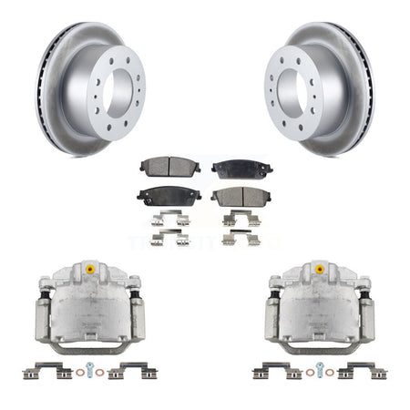 Rear Brake Caliper Coat Rotor & Ceramic Pad Kit For 2011 Chevrolet Silverado 1500 Hybrid KCG-100181T