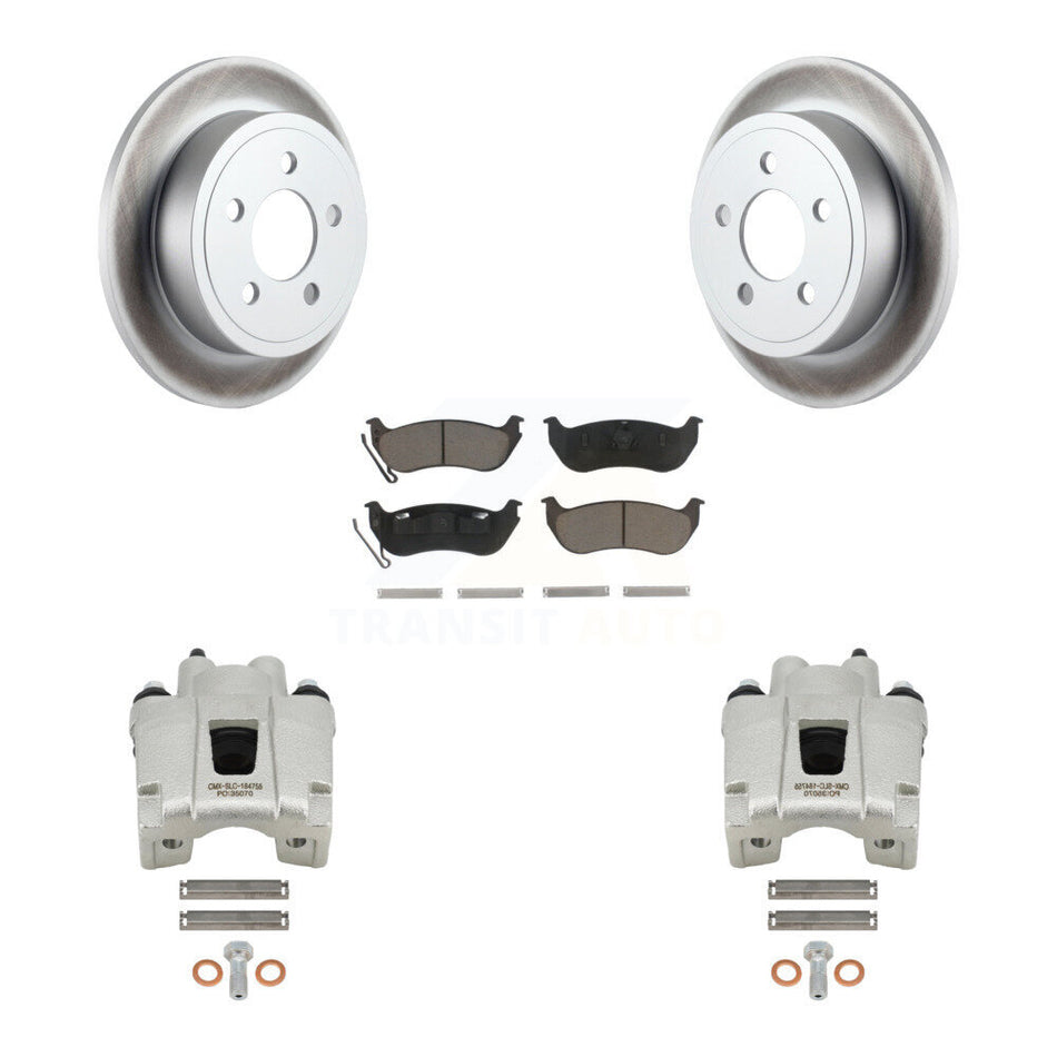 Rear Disc Brake Caliper Coated Rotors And Ceramic Pads Kit For Jeep Liberty Wrangler TJ KCG-100182C