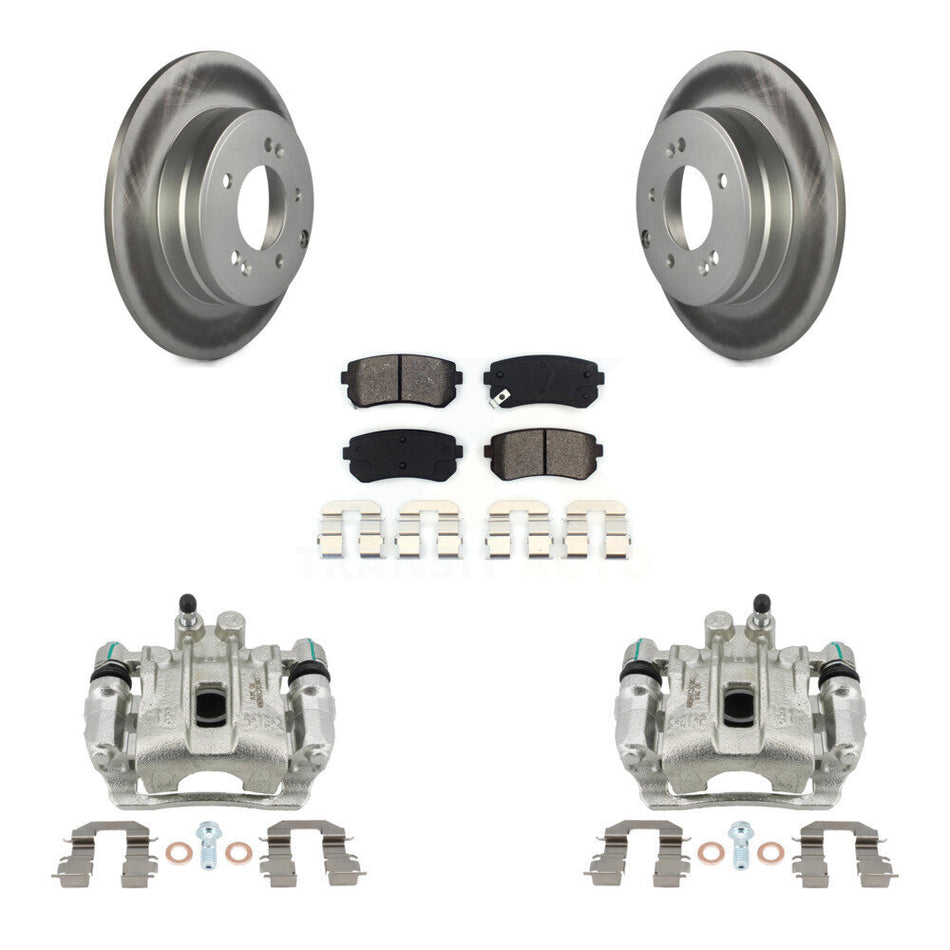 Rear Brake Caliper Coat Rotors Semi-Metallic Pad Kit For 15-16 Hyundai Sonata GAS engine KCG-100182S