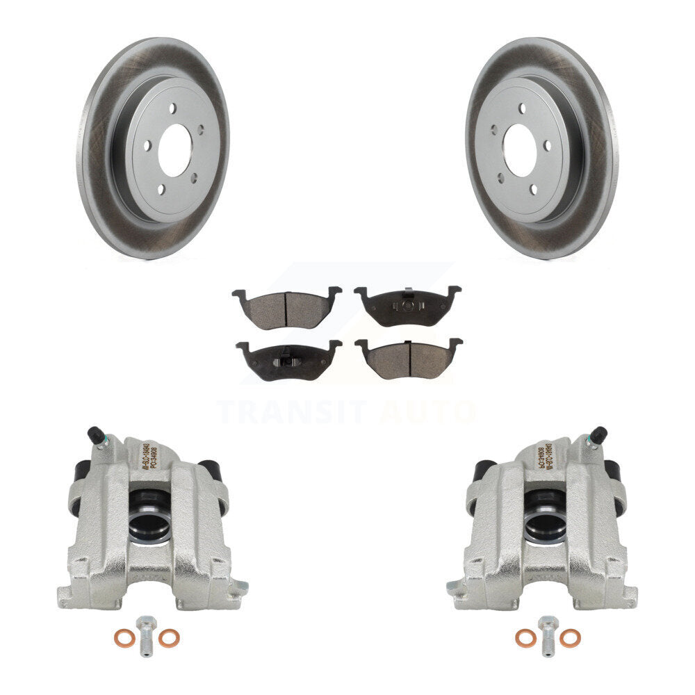 Rear Disc Brake Caliper Coat Rotor Ceramic Pad Kit For Ford Escape Mazda Tribute Mercury KCG-100182T