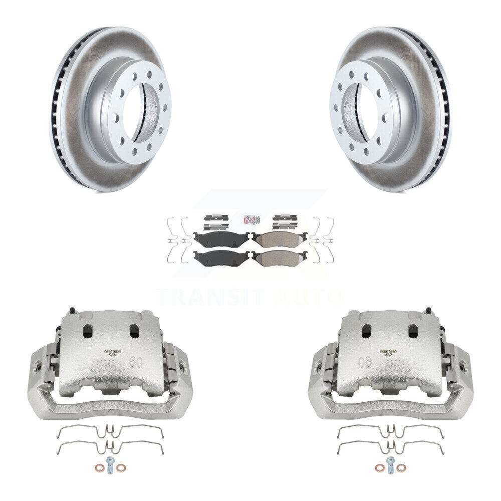 Front Brake Caliper Coat Rotor And Semi-Metallic Pad Kit For Ford F-450 Super Duty F-550 KCG-100183N