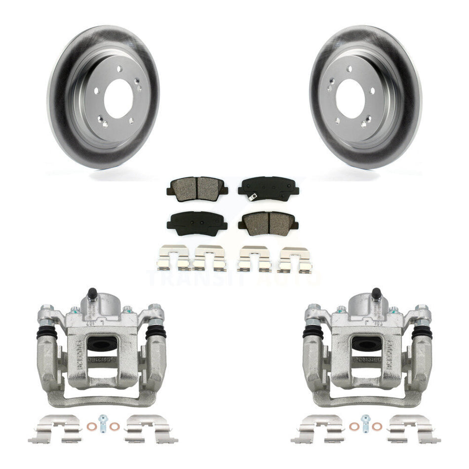 Rear Disc Brake Caliper Coated Rotors And Semi-Metallic Pads Kit For Hyundai Sonata KCG-100183S