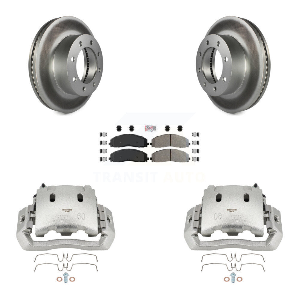 Front Disc Brake Caliper Coat Rotors And Semi-Metallic Pad Kit For Ford F-450 Super Duty KCG-100185N
