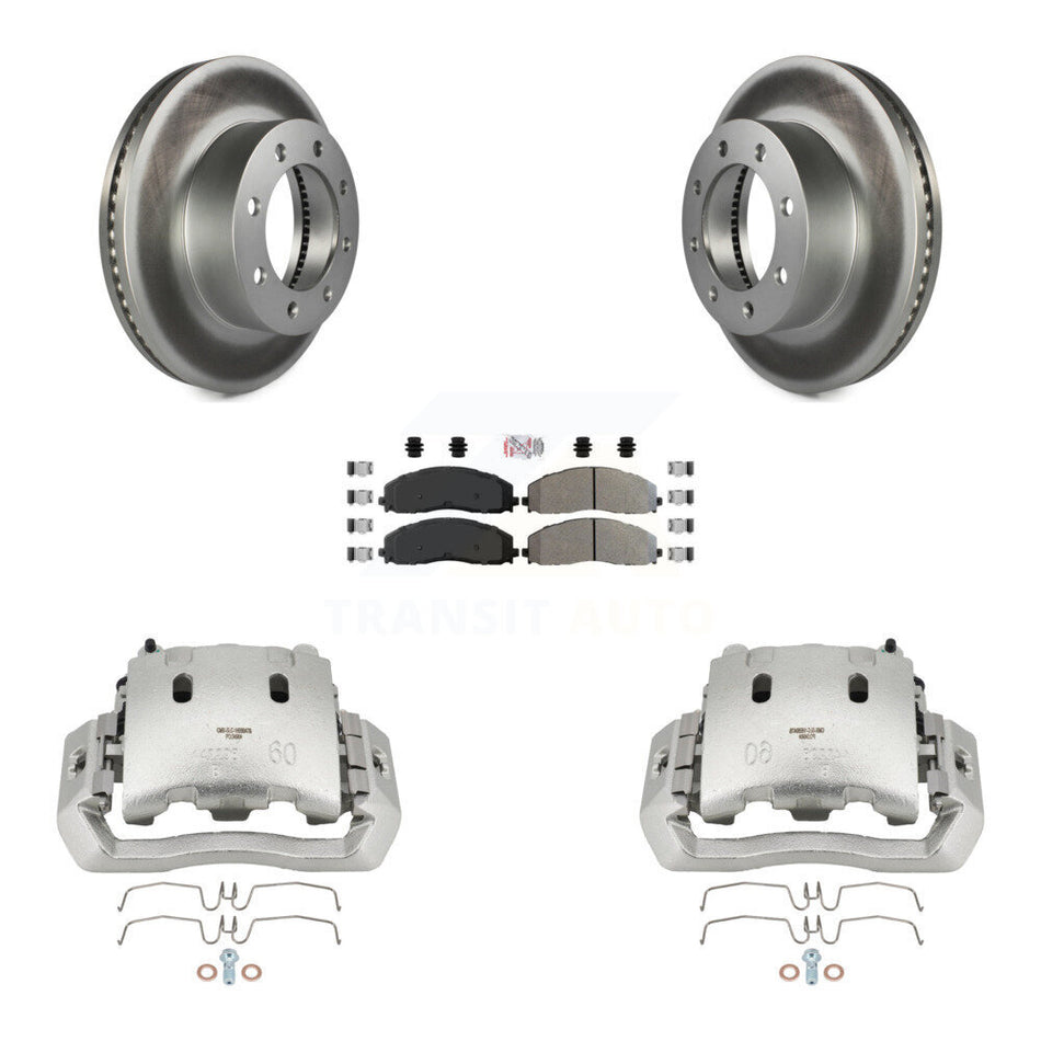 Front Disc Brake Caliper Coat Rotors And Semi-Metallic Pad Kit For Ford F-450 Super Duty KCG-100185N