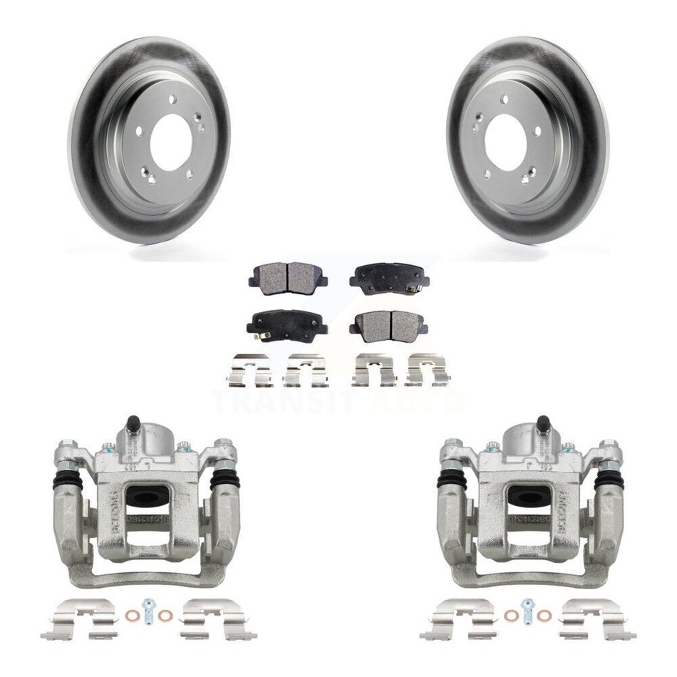 Rear Disc Brake Caliper Coated Rotors And Semi-Metallic Pad Kit For 2013 Kia Optima 2.4L KCG-100186P