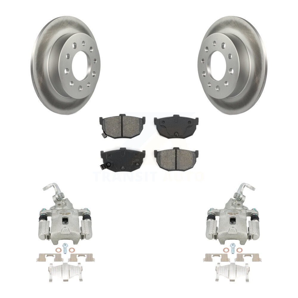 Rear Disc Brake Caliper Coated Rotors And Semi-Metallic Pads Kit For Hyundai Tiburon KCG-100188S by Transit Auto