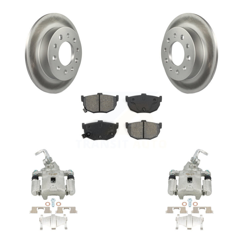 Rear Disc Brake Caliper Coated Rotors And Semi-Metallic Pads Kit For Hyundai Tiburon KCG-100188S by Transit Auto