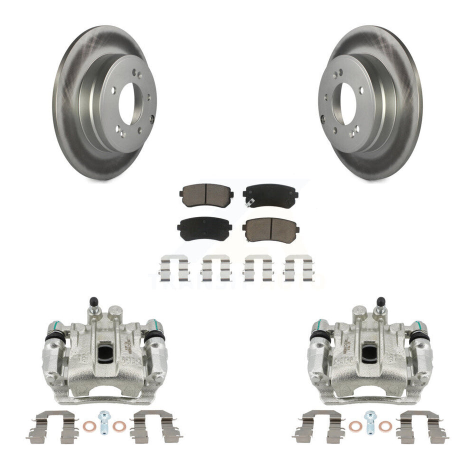 Rear Brake Caliper Coat Rotors & Ceramic Pad Kit For 2015-2016 Hyundai Sonata GAS engine KCG-100189C