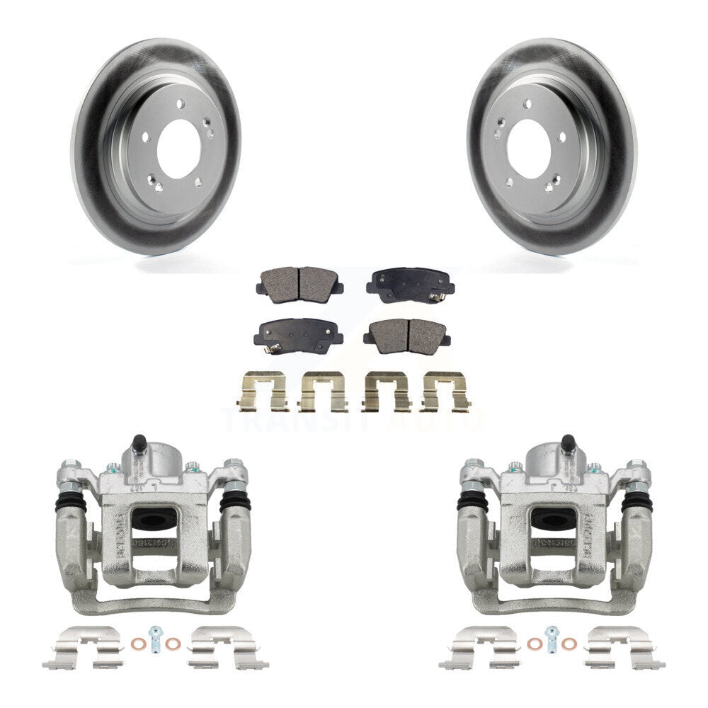 Rear Disc Brake Caliper Coated Rotors And Semi-Metallic Pads Kit For Hyundai Sonata KCG-100190P