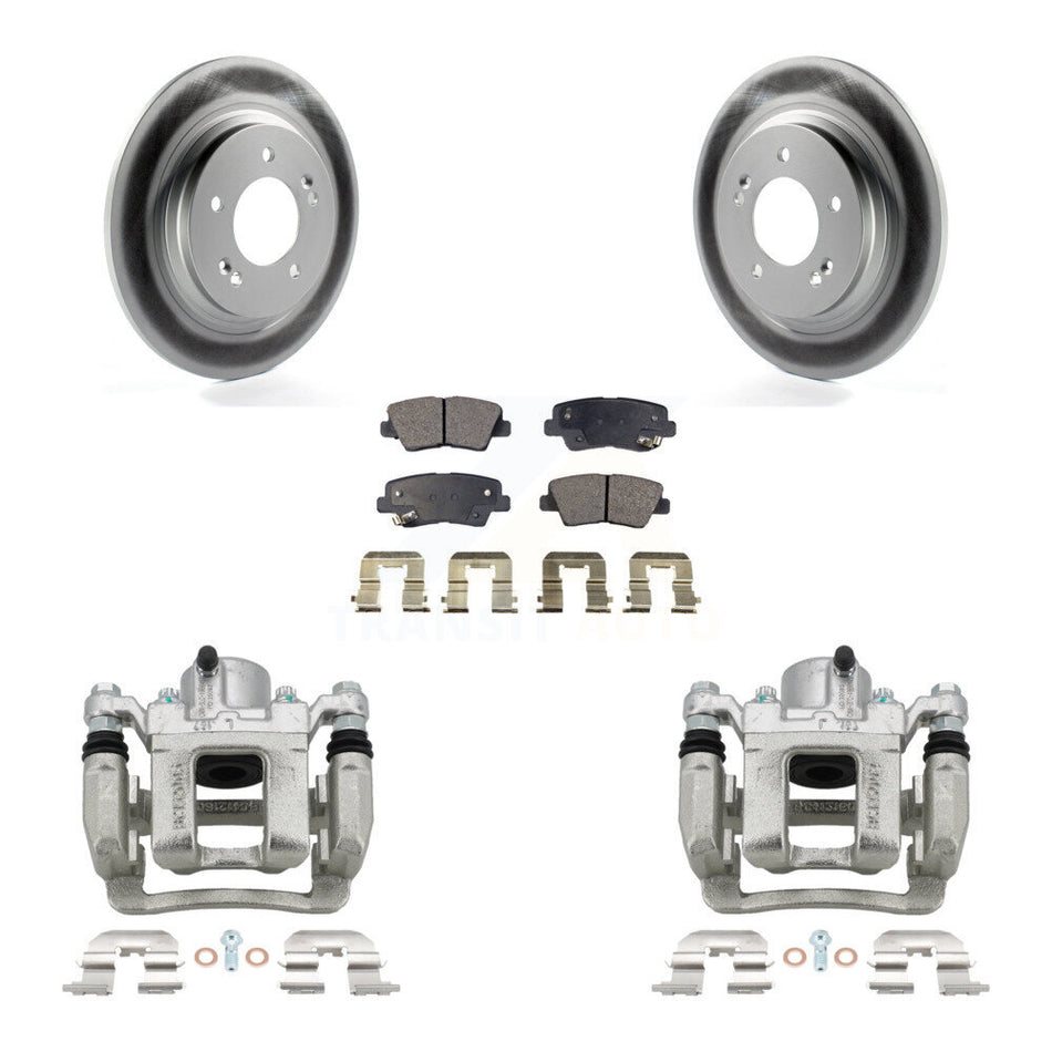 Rear Disc Brake Caliper Coated Rotors And Semi-Metallic Pads Kit For Hyundai Sonata KCG-100190P