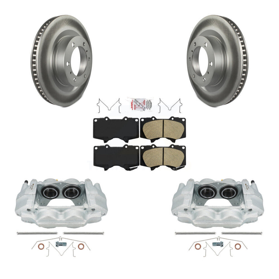 Front Disc Brake Caliper Coated Rotors And Ceramic Pads Kit For Toyota 4Runner Lexus GX460 KCG-100191N