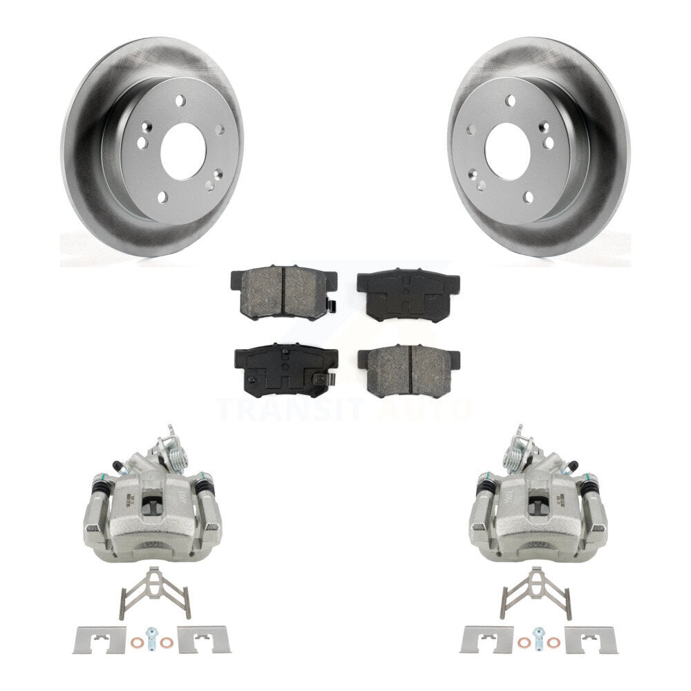 Rear Disc Brake Caliper Coat Rotor Semi-Metallic Pad Kit For 1998-2002 Honda Accord 3.0L KCG-100193S