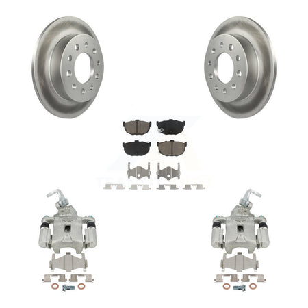 Rear Disc Brake Caliper Coated Rotors And Ceramic Pads Kit For Hyundai Tiburon KCG-100194C by Transit Auto