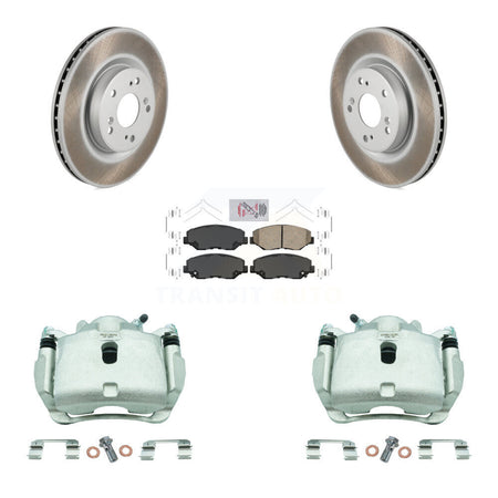 Front Disc Brake Caliper Coated Rotors And Ceramic Pads Kit For 2012-2016 Honda CR-V FWD KCG-100197N