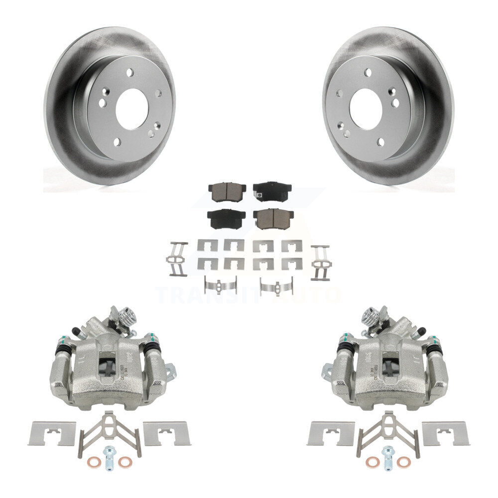 Rear Disc Brake Caliper Coated Rotors And Ceramic Pads Kit For Honda Civic Acura RSX KCG-100199C