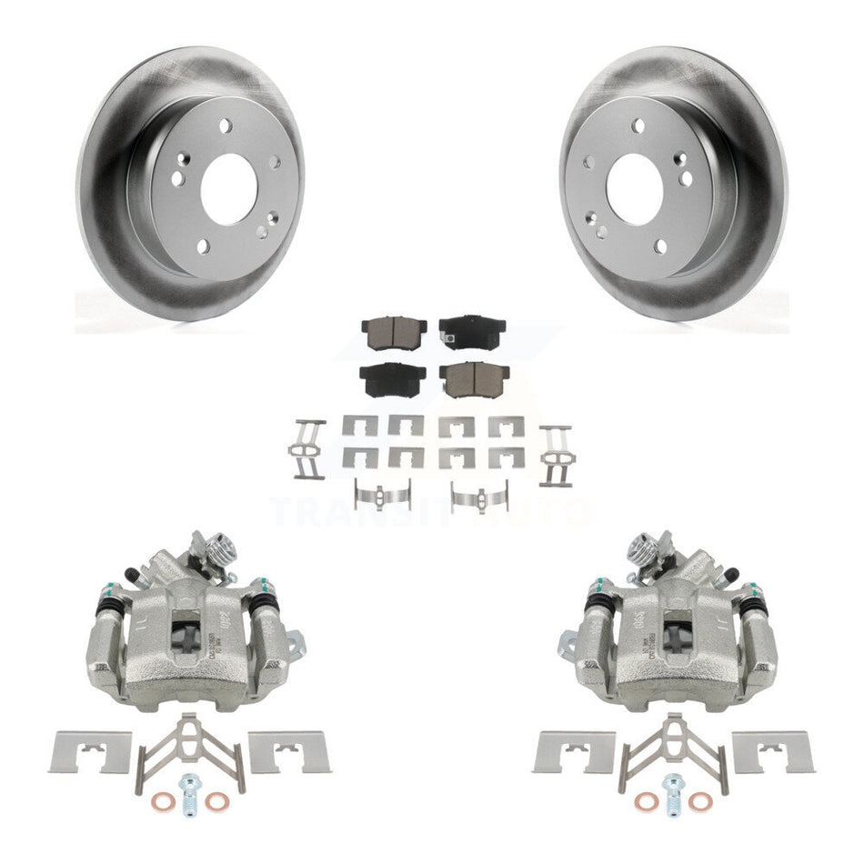 Rear Disc Brake Caliper Coated Rotors And Ceramic Pads Kit For Honda Civic Acura RSX KCG-100199C