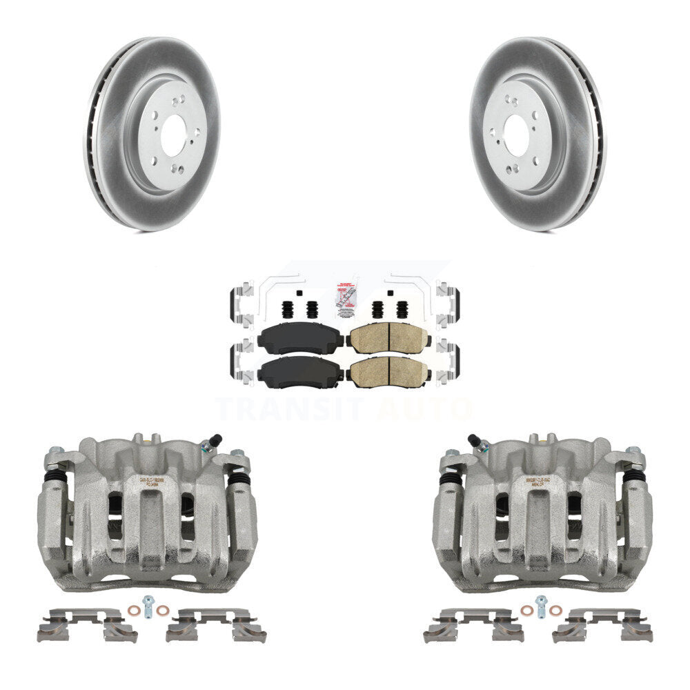 Front Brake Caliper Coat Rotor Ceramic Pad Kit For Honda CR-V Acura RDX Accord Crosstour KCG-100199N
