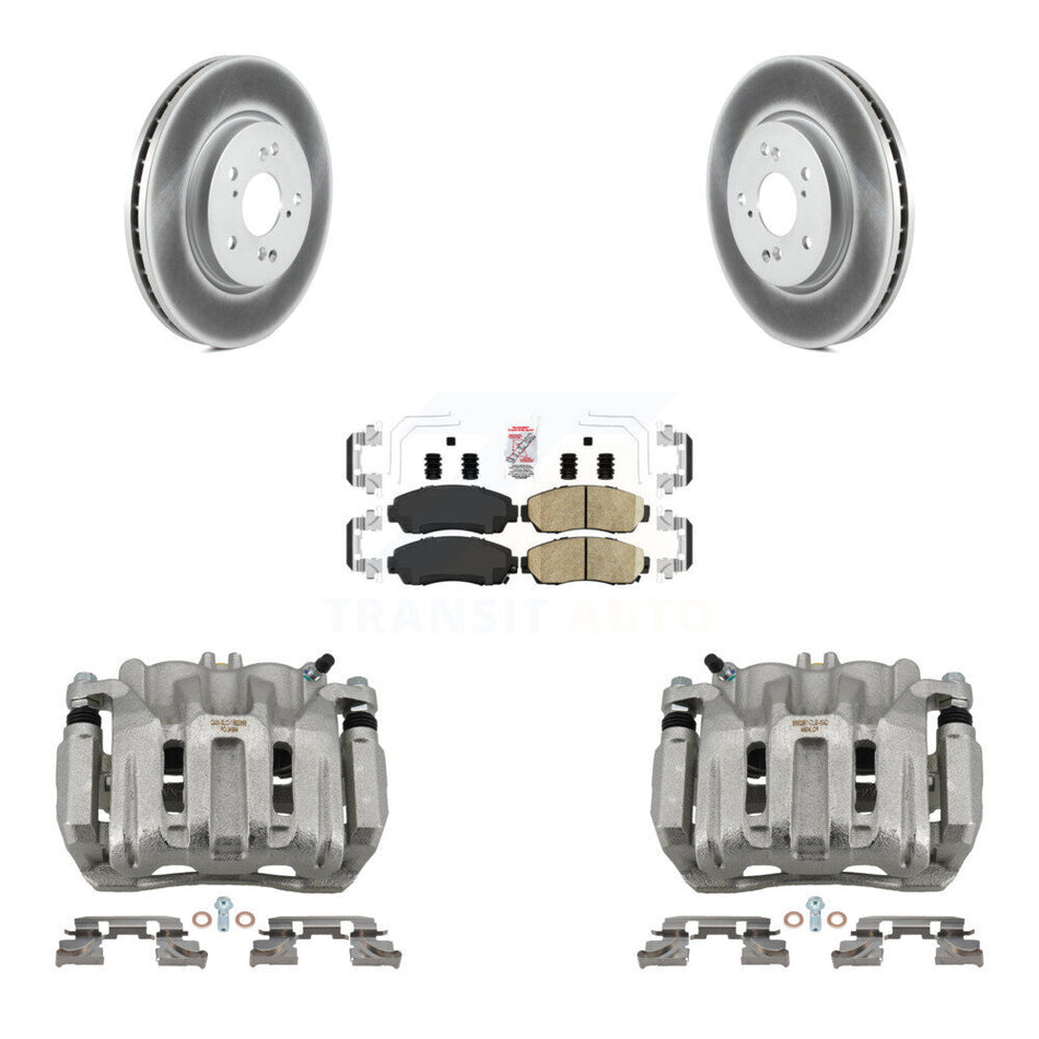 Front Brake Caliper Coat Rotor Ceramic Pad Kit For Honda CR-V Acura RDX Accord Crosstour KCG-100199N