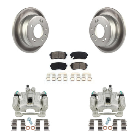 Rear Disc Brake Caliper Coated Rotors And Semi-Metallic Pads Kit For Hyundai Tucson Kia Sportage FWD KCG-100200S by Transit Auto