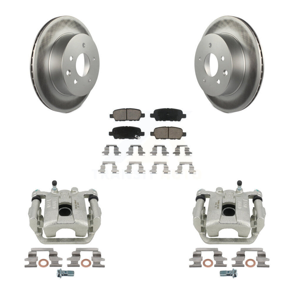 Rear Disc Brake Caliper Coated Rotors And Ceramic Pads Kit For Nissan Rogue Select X-Trail KCG-100202C by Transit Auto